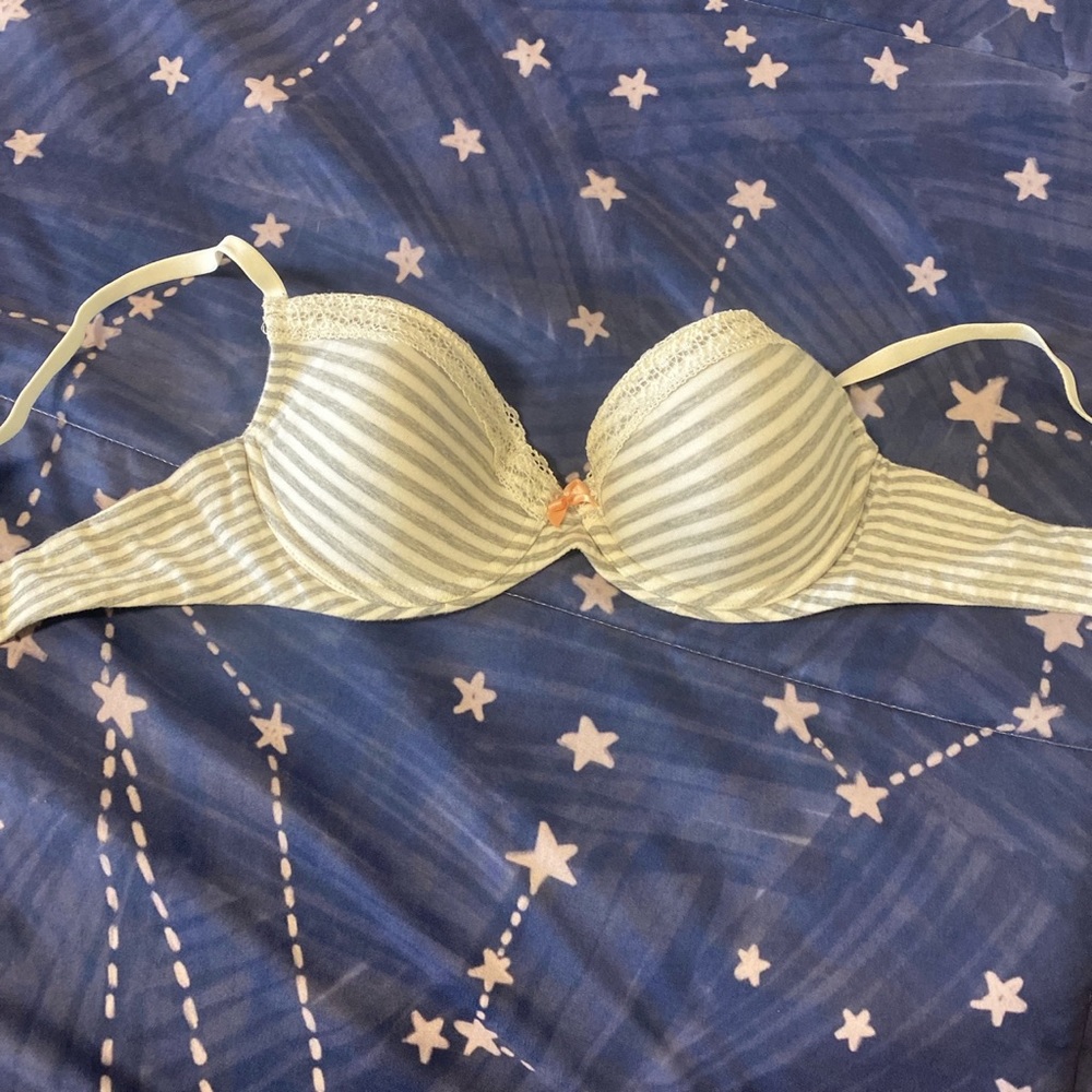 grey and white bra